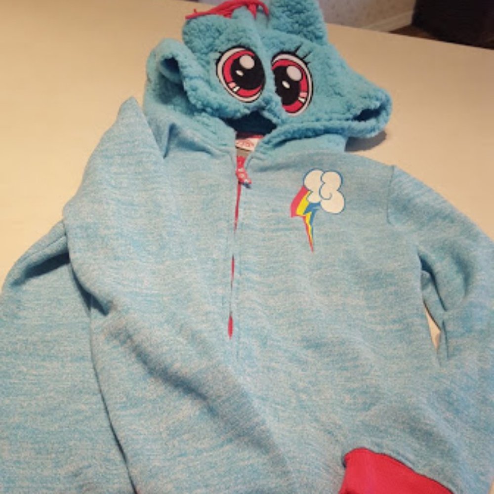 NWT, Fleece Rainbow Dash Jacket with Hood Sz14